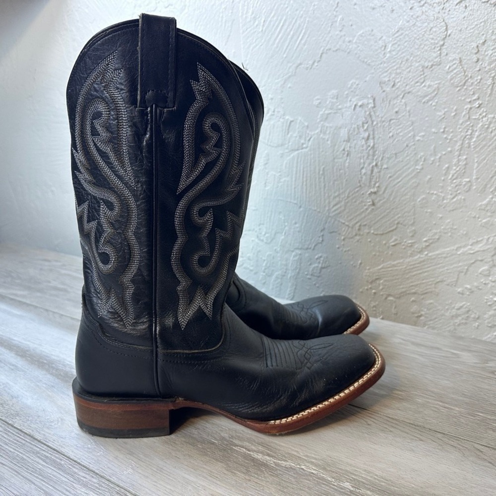 Cody James Westley Stockman Boots Mens 7.5 EE Black Broad Square Toe Leather Men